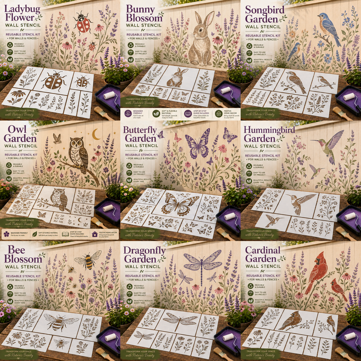 📦Limited Stock 49% OFF 🌿 Garden Wall Stencil—Make your walls look lively and not monotonous🔥🎁Give your child a vivid home🏠