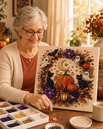 🔥 Last Day 49% OFF – 👻✨ Halloween Pearl Art DIY Kit – Turn Tiny Pearls into Spooky-Cute Magic