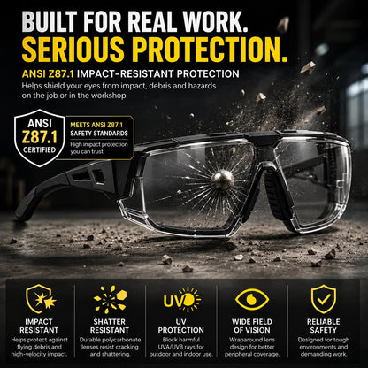 🕶️ Photochromic Safety Glasses – Indoor & Outdoor Impact Protection