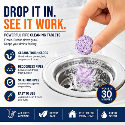 Powerful Pipe Declogging & Cleaning Tablets 🔥