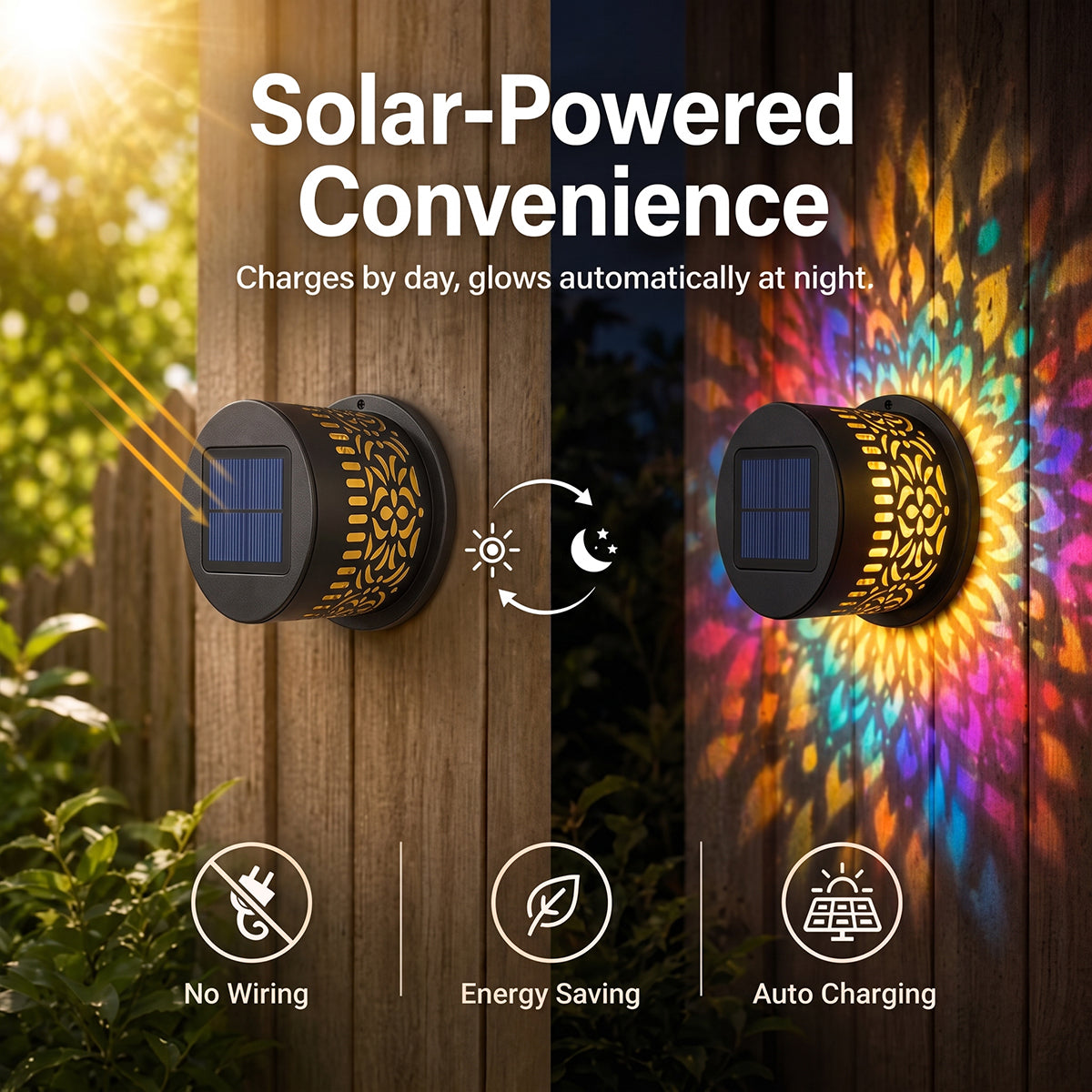 65K+ SOLD!✨Solar Mandala Wall Light | Outdoor Garden Fence Projector Lamp 🪐🌌