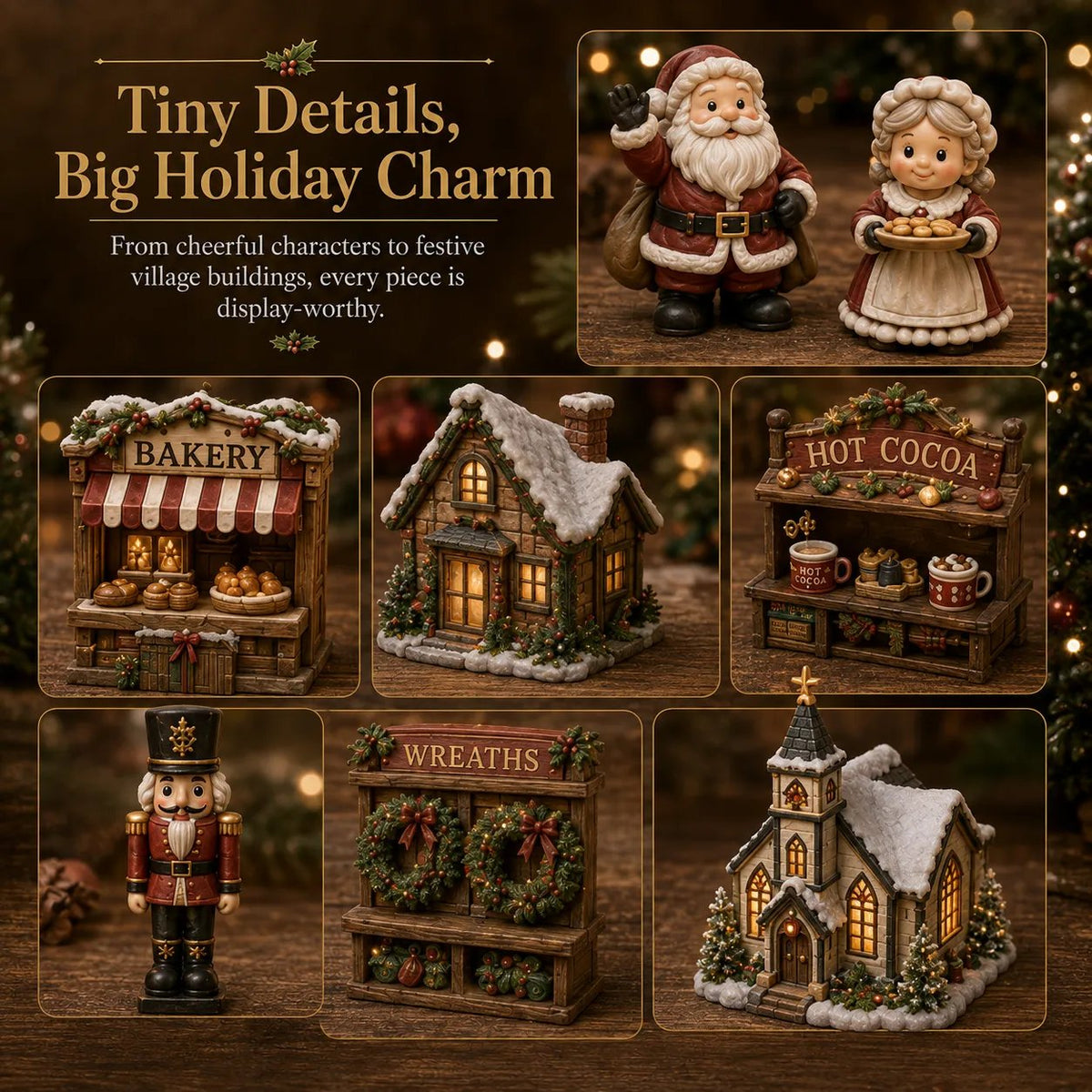 ⏳ 🎄24 Days Of Christmas Village Friends Advent Calendar | 24 Unique Miniature Characters, Shops & Holiday Collectibles for a Complete Festive Village ✨