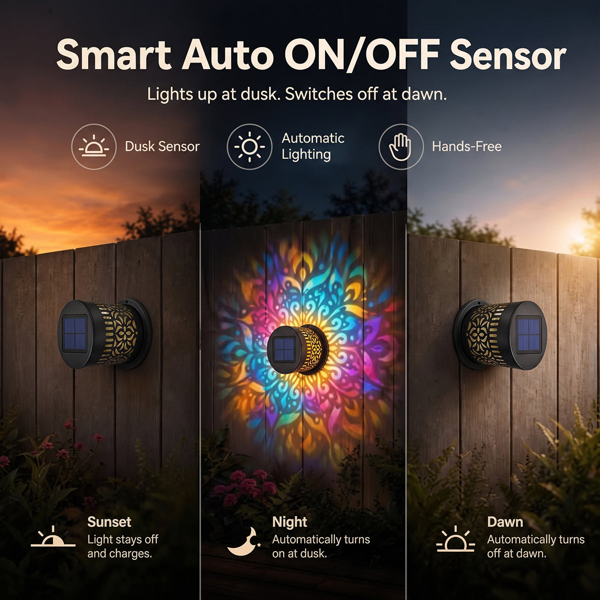 65K+ SOLD!✨Solar Mandala Wall Light | Outdoor Garden Fence Projector Lamp 🪐🌌