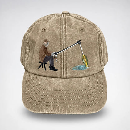 🔥 Last Day 49% OFF-🎣🧢 Catch of the Day Interactive Fishing Cap –🎁 Vintage Washed Moving Fish Hat