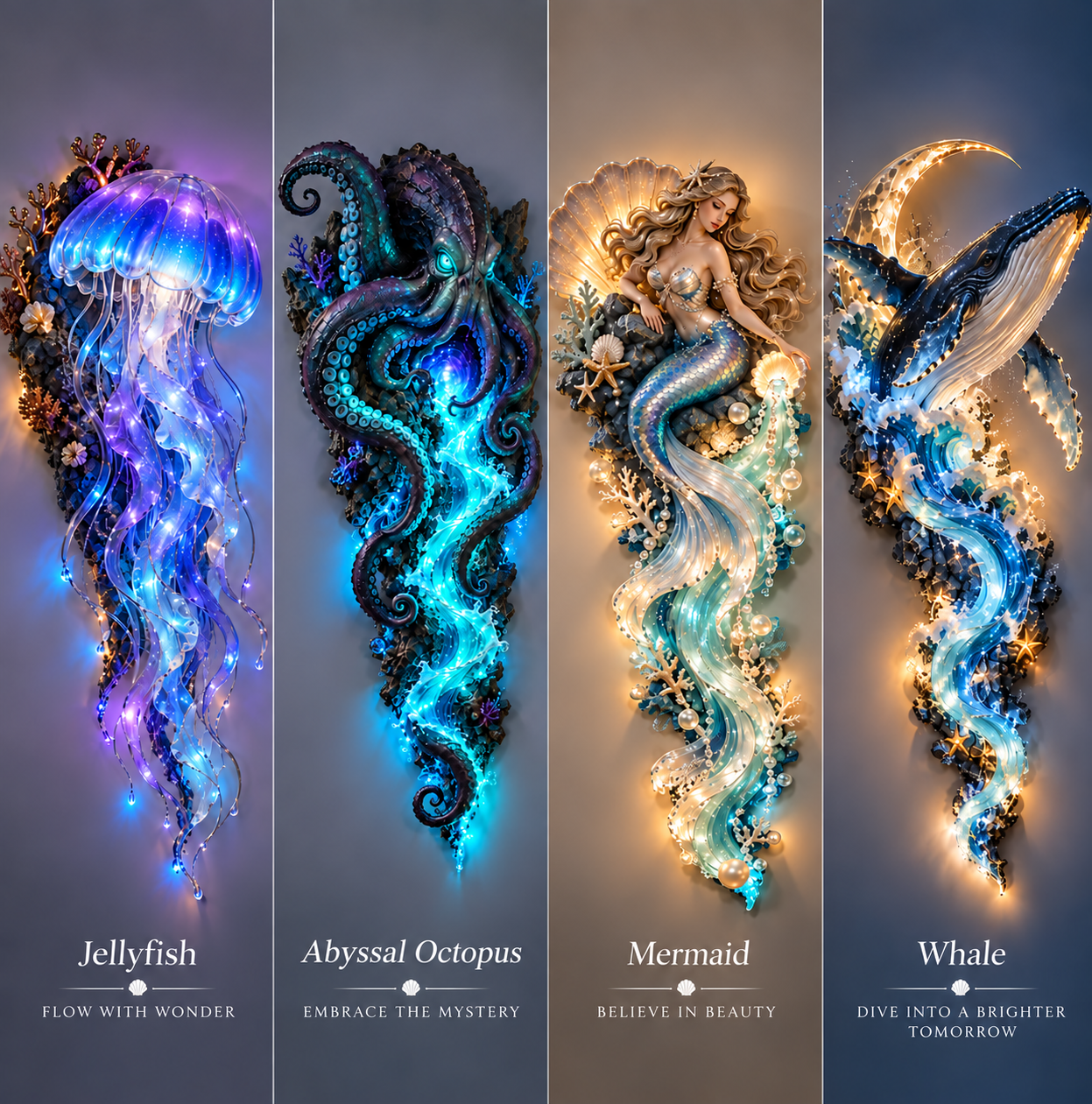 Mermaid wall decor sculptural details